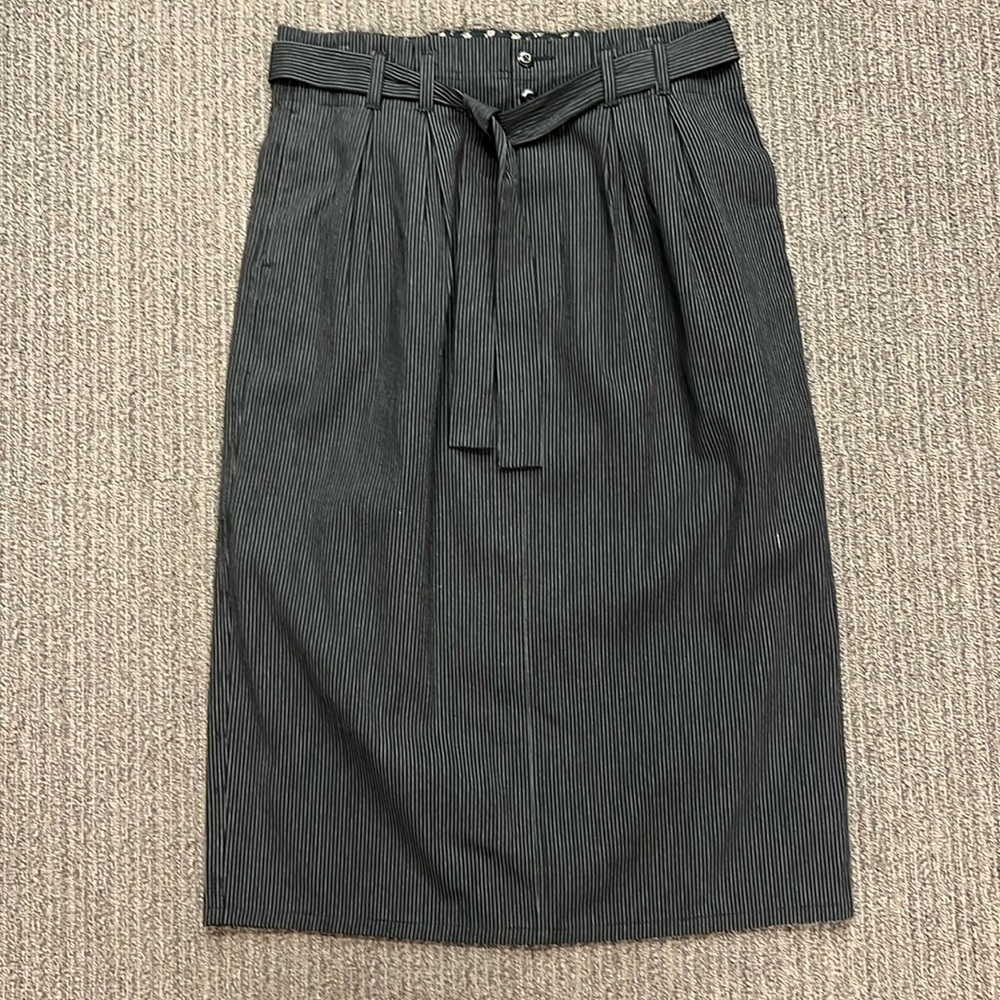 The Great black pinstripe midi skirt
